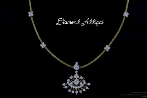 Diamond Addigai Diamond Attigai Necklace, Diamond Addigai, Thali Chain, Antique Gold Earrings, Diamond Jewelry Set, Diamond Choker Necklace, Bold Necklace, Diamond Necklace Set, Diamond Choker