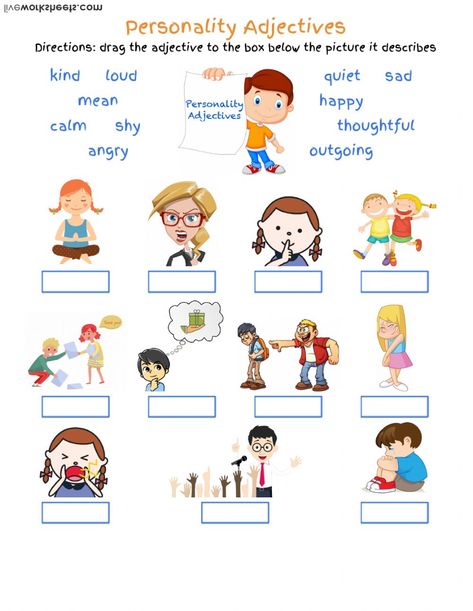 Personal Adjectives Worksheets, Descriptive Adjectives Worksheets, Personality Adjectives Worksheets, Personality Activities, Personality Worksheet, Describing Personality, Character Traits For Kids, Personality Characters, Adjectives Exercises