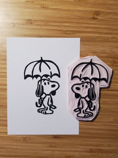 Linoleum Prints, Snoopy Art, Print Making Designs, Under An Umbrella, Sharpie Doodles, Eraser Stamp, Carved Stamps, Linoleum Print, Linocut Printmaking