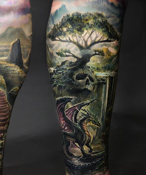 Fantasy World | Best tattoo design ideas Abdominal Tattoo, Shoulder Armor Tattoo, Fantasy Tattoo, Pocket Watch Tattoos, Map Tattoo, Hyper Realistic Tattoo, Full Leg Tattoos, Armor Tattoo, Worlds Best Tattoos