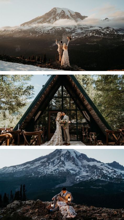 Mountain Elopement Inspiration, Mt Rainier National Park Wedding, Washington Elopement Photography, National Park Elopement Ideas, Mount Rainier National Park Elopement, Woodsy Elopement Wedding, Mountain Elopement Bouquet, Mount Ranier Wedding, My Rainier Elopement