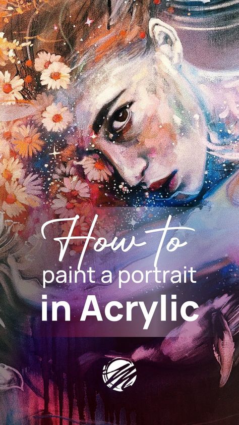 Learning how to paint a portrait is a rite of passage for many artists. Painting a face (& getting the proper proportions for it) requires artistic skill & some discipline to learn. In this online art class - taught by Dimitra Milan Dunn - you’ll learn how to paint a portrait in acrylic. Abstract Portrait Painting Tutorial, How To Paint Faces Acrylic Step By Step, Painting A Face, Milan Art Institute, Portrait Painting Tutorial, Paint A Portrait, Dimitra Milan, Milan Art, Abstract Portraits