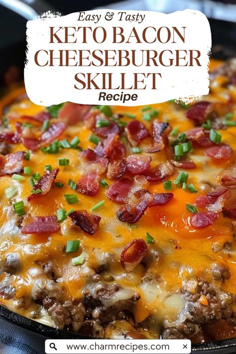 Embrace the flavors of a classic American cheeseburger without straying from your keto goals with this Keto Bacon Cheeseburger Skillet. This one-pan wonder combines the savory taste of ground beef, the smoky richness of bacon, and the gooey goodness of cheese, all while keeping carbs to a minimum. Perfect for a satisfying keto-friendly meal, this dish brings all the comfort and taste of a bacon cheeseburger in a form that fits your low-carb lifestyle. Whether you're a seasoned keto enthusiast or simply looking for a hearty and delicious meal, this skillet recipe is sure to impress. Cheeseburger Skillet Low Carb, Ground Beef Healthy Recipes Low Carb, Keto Bacon Cheeseburger Casserole, Low Carb Recipe With Ground Beef, Keto Ground Beef Recipe, Low Carb Skillet Dinners, Ground Beef Recipes Carnivore Diet, Ground Beef Bacon Recipes, Ground Beef Recipes For Dinner Keto