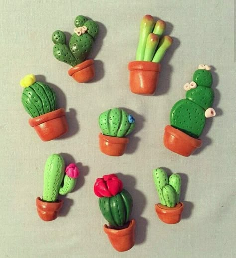 Cactus Craft, Clay Keychain, Clay Magnets, Polymer Clay Diy, Polymer Clay Dolls, Polymer Crafts, Clay Ornaments, Clay Jewelry Diy, Clay Art Projects