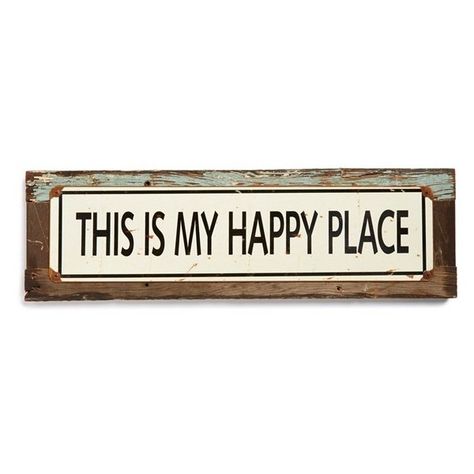 Poncho & Goldstein 'This Is My Happy Place' Sign (380 SEK) ❤ liked on Polyvore featuring home, home decor, wall art, words, text, backgrounds, decor, filler, cream and phrase Wall Art Words, Happy Place Sign, Art Words, Lake Signs, Word Wall Art, Barn Board, Typography Wall Art, Yoga Room, Yard Work