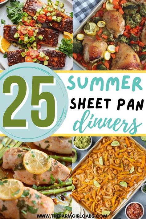 Healthy Summer Sheet Pan Dinners, Sheet Pan Summer Dinners, Summer One Pan Dinners, Summer Sheet Pan Meals, One Pan Summer Meals, Kid Friendly Sheet Pan Dinners, Greek Sheet Pan Dinner, Healthy Easy Sheet Pan Dinners, Easy Summer Sheet Pan Dinners