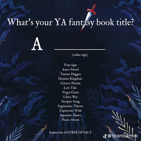 Book Title Generator, Title Generator, Ya Fantasy Books, Ya Fantasy, Book Title, Fantasy Books, Random Stuff, Storytelling, Zodiac Signs