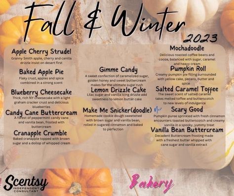 Scentsy Fall Winter 2023 Wax Bars, Scentsy Fall Winter 2023 Warmers, Scentsy Fall Winter 2023 Party, Scentsy Fall Winter 2023, Cinnamon Pinecones, Fragrance Aesthetic, Scentsy Fall, Caramel Toffee, Acorn And Oak