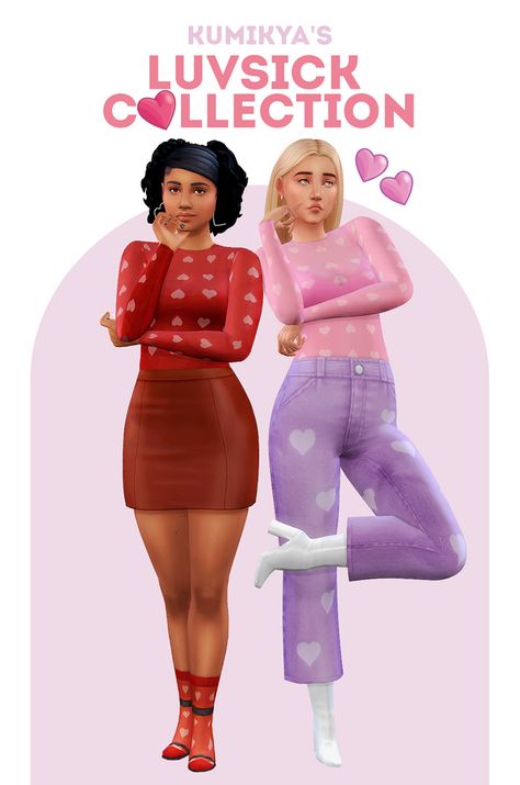 Luvsick Collection | Kumikya on Patreon Sims People, Sims Fashion, Sims Finds, Cc Packs, Ts4 Mods, Cc Shoes, Play Sims 4, Sims Builds, Istoria Artei