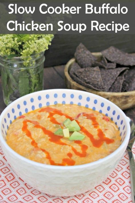 This Slow Cooker Buffalo Chicken Soup Recipe is ideal for leftover chicken or using up extra chicken breasts. Who says they don’t have time for homemade meals?! The Crockpot makes it easy. This soup is hearty, thick, and a family favorite! #slowcooker #crockpot #soup #buffalochicken #chickensoup Chicken Soup Crockpot, Slow Cooker Buffalo Chicken, Buffalo Chicken Soup, Chicken Soup Recipe, Homemade Meals, Soup Recipes Slow Cooker, Crock Pot Soup, Leftover Chicken, Chicken Soup Recipes