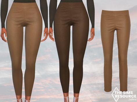 The Sims Resource - Chocolate Leggings Cc Clothes, Brown Leggings, Trendy Bikinis, Coctail Dresses, Sims4 Cc, Black Leather Pants, Lined Jeans, Cc Sims, Female Clothing