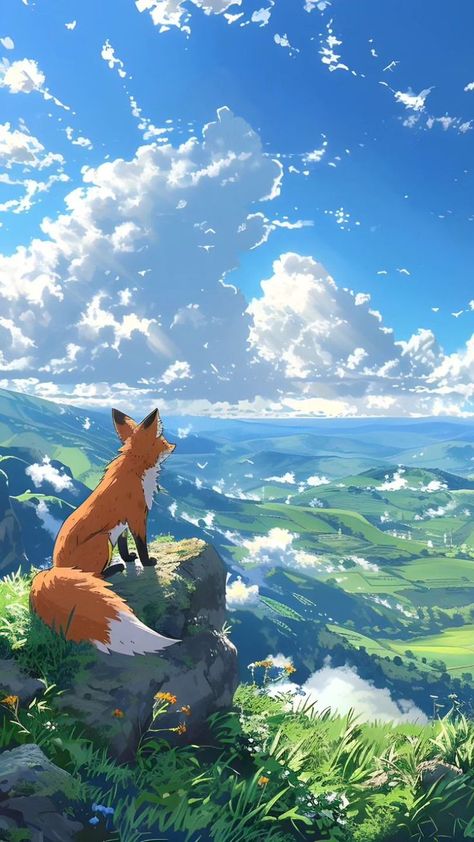 Animal Anime Wallpaper, Fox Wallpaper Aesthetic, Brazilian Twist, Fox Background, Fox In The Forest, Fox Wallpaper, Fox Character, Minecraft Pictures, Art Fox