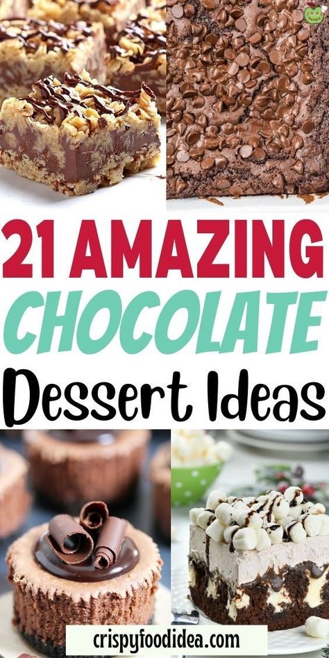 These dessert recipes or holiday ideas are perfect for go-to dessert or any get-together, celebration, or holiday party. Here are 21 amazing chocolate desserts that you will love to make and enjoy with your family and friends. Thanksgiving Chocolate Desserts, Chocolate Desserts Fancy, Fancy Desserts Recipes, Chocolate Deserts, Decadent Chocolate Desserts, Cakes Chocolate, Making Cakes, Cream Candy, Thanksgiving Food Desserts