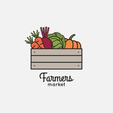 Vegetable Logo, Farmers Market Logo, Farm Vegetables, Random Logo, Food Website Design, Garden Logo, Produce Baskets, Cartoon Garden, Vegetable Cartoon