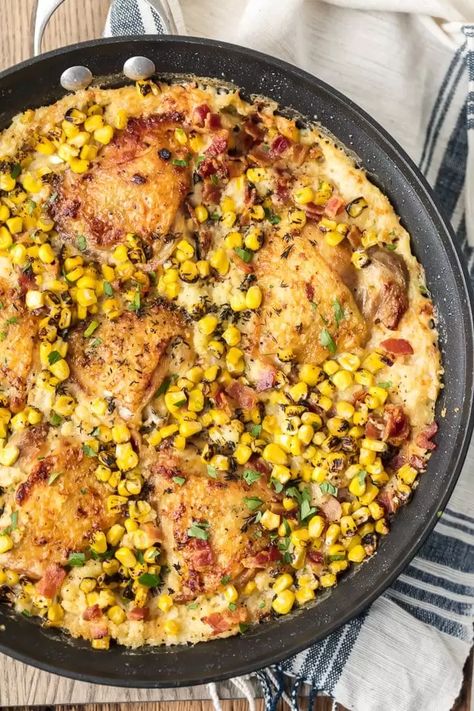 Couscous Skillet, Chicken And Couscous, Couscous Dinner, Bacon And Corn, Pearl Couscous Recipes, Couscous Dishes, Chicken Couscous, Freezer Friendly Meals, Couscous Salat