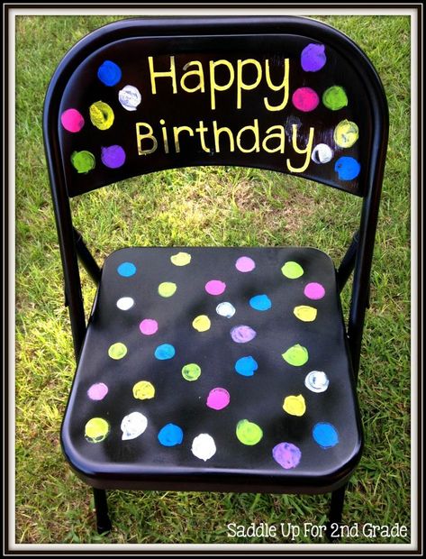 Classroom Birthdays, Birthday Chair, Student Birthday Gifts, Classroom Arrangement, Classroom Goals, Class Birthdays, Student Birthdays, Classroom Birthday, Painted Chair