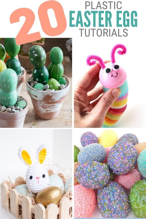 You can do so much more with a plastic egg than fill it with candy! Click here for 20 Crafts with Plastic Easter Eggs each with a tutorial.#thecraftyblogstalker#plasticeastereggcrafts#plasticeggcrafts#eggcrafts Lightning Bug Crafts, Easy Fabric Flowers, Easter Baskets To Make, Easter Egg Garland, Trending Crafts, Bug Crafts, Easter Food, Plastic Easter Eggs, Spring Easter Crafts