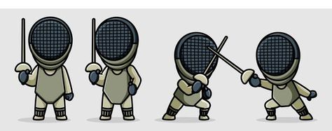 Fencing Character Design, Fencing Illustration, Sports Cartoon, Fencing Sport, Character Design Illustration, Vector People, Sports Design, Fencing, Design Illustration