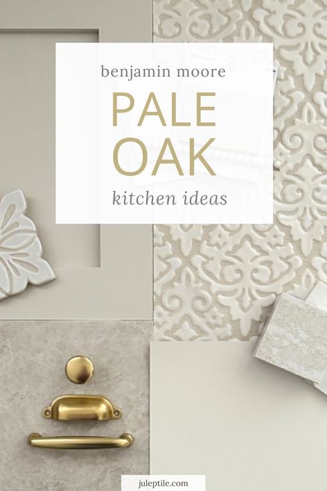 Wondering how to pair this soft, elegant hue with the right materials? This guide shares stunning countertop and backsplash combinations to complement Pale Oak cabinets, helping you achieve a cohesive, timeless kitchen design. Pale Oak Colour Palette, Pale Oak Cabinets Benjamin Moore, Benjamin Moore Pale Oak Cabinets, Pale Oak Kitchen, Pale Oak Kitchen Cabinets, Pale Oak Benjamin Moore Kitchen Cabinets, Pale Oak Coordinating Colors, Pale Oak Cabinets, Pale Oak Paint