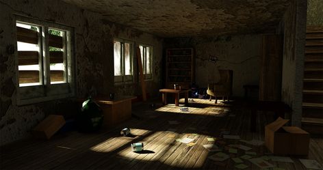 ArtStation - Post-apocalyptic house (interior) Post Apocalyptic House, Apocalyptic House, Rp Ideas, Monster Concept Art, Post Apocalypse, Retro Futuristic, Post Apocalyptic, Interior Art, Stop Motion