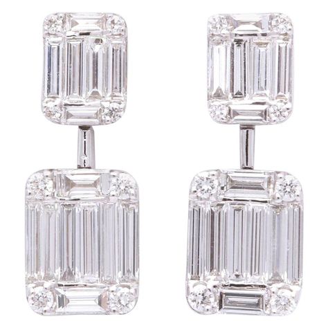 Emerald Cut Drop Earrings, Emerald Cut Diamond Earrings, Diamond Danglers, Gold Diamond Drop Earrings, Dangler Earrings, Fantasy Closet, Diamond Dangle Earrings, Emerald Cut Diamond, Emerald Earrings