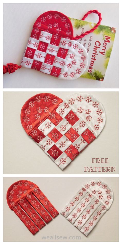 Free Origami Patterns, Fabric Ornaments Diy, Cadeau Noel Diy, Scandinavian Crafts, Valentines Day Aesthetic Vintage, Scandinavian Heart, Sewing Tutorials Bags, Purse Diy, Valentines Day Aesthetic