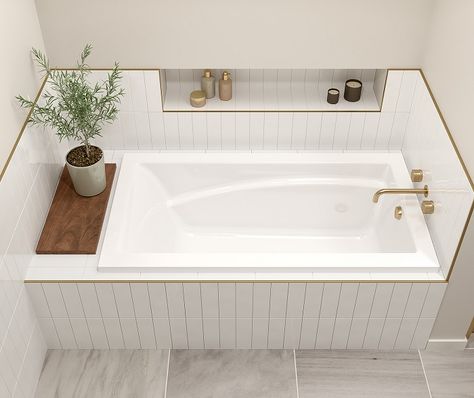 Drop In Tub Surround, Drop In Tub Ideas, Bathroom Design Styles, Faucet Installation, Drop In Tub, Drop In Bathtub, White Tub, Access Panel, Tub Ideas