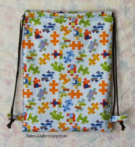 Potato Chip Block, Quilted Bag Patterns, Sleepover Bag, Cinch Sack, Cinch Bag, Operation Christmas Child, Backpack Pattern, Dance Bag, Sewing Class