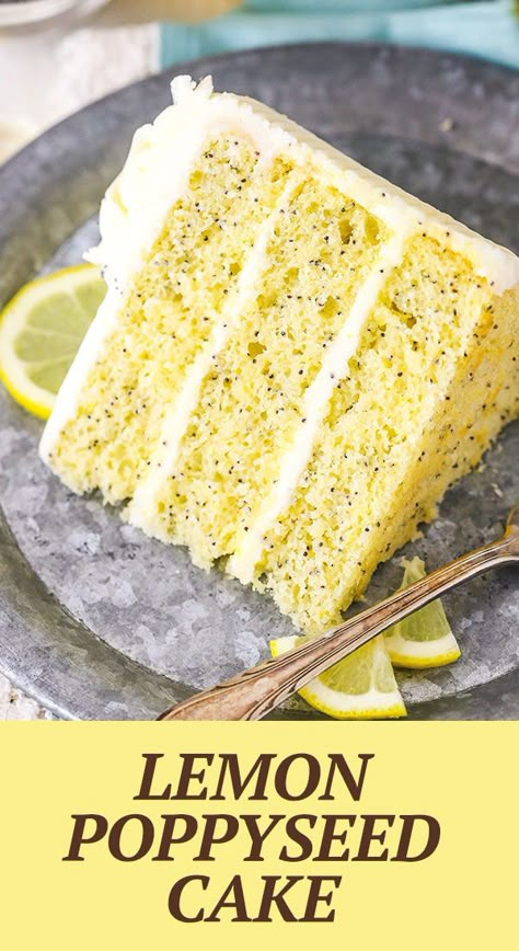 Lemon Poppyseed Cake With Cream Cheese Frosting, Lemon Poppyseed Wedding Cake, Lemon Cake Cream Cheese Frosting, Moist Lemon Poppyseed Cake, Lemon Poppyseed Cake With Box Cake, Lemon And Poppy Seed Cake, Easy Lemon Poppy Seed Cake, Poppyseed Cake Recipe, Lemon Poppyseed Bundt Cake