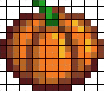 Stardew Valley Pumpkin Perler Bead Pattern / Bead Sprite Perler Beads Fish Pattern, Fall Pearler Beads Ideas, Stardew Crochet Pattern, Stardew Valley Embroidery Patterns, Pixel Art Pattern Stardew Valley, Stardew Valley Grid Pattern, Stardew Valley Crochet Tapestry, Kandi Pumpkin, Stardew Valley Kandi Pattern