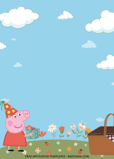 Peppa Pig Birthday Invitations Template, Peppa Pig Birthday Invite, Peppa Pig Birthday Party Invitations, Peppa Pig Invitation Template Free, Peppa Invitation, Peppa Pig Background, Pippa Pig, Pig Birthday Theme, Peppa Pig Invitation