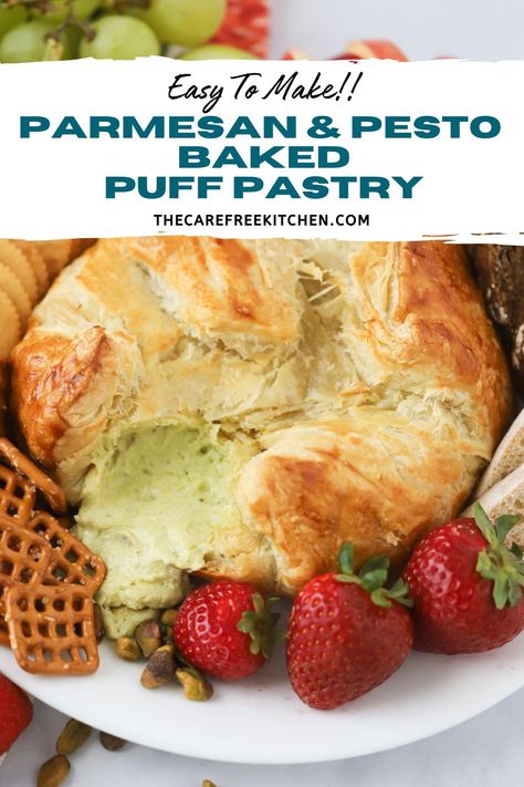 Parmesan and Pesto Puff Pastry - The Carefree Kitchen Pesto Pastry, Pesto Puff Pastry, Stuffed Puff Pastry, Goat Cheese Pesto, Puff Pastry Ingredients, Pastry Puff, Homemade Pesto Recipe, Cheese Twists, Breakfast Egg Casserole