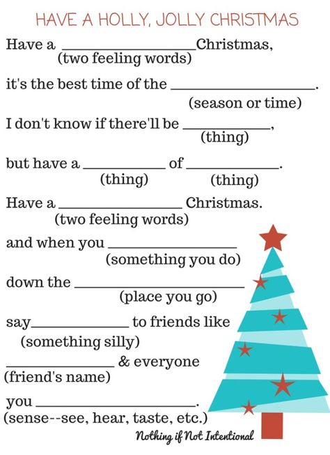 Free Christmas Printables: Christmas MadLibs: See Blogger ~: Nothing if not Intentional Free Printable Mad Libs, Christmas Mad Libs, Activity Placemat, Mad Libs, Diy Christmas Gifts Cheap, Fill In The Blank, Art Therapy Activities, Christmas School, Christmas Classroom