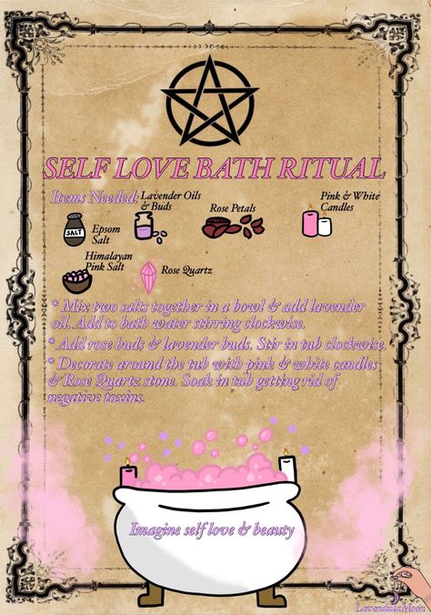 lavendulamoon — A great way to feel your own power and self worth... Self Love Bath, Witchcraft Spells For Beginners, Spells For Beginners, Magia Das Ervas, Wiccan Magic, Witch Spirituality, Magic Spell Book, Grimoire Book, Wiccan Witch