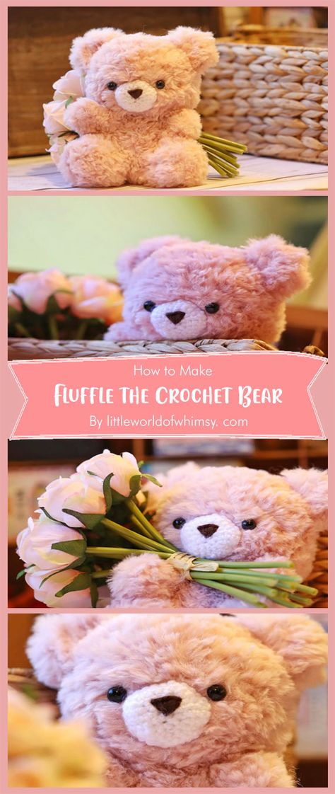 Have you seen the newest crochet bear pattern? Fluffle the Crochet Bear is one of the cutest and cuddliest crochet bears that you will ever see! This bear is so adorable that he would look great in any home this Christmas. Faux Fur Crochet Animals, Crochet Bear Patterns Free, No Sew Crochet Bear, Faux Fur Crochet Pattern, Crochet Gummy Bear Pattern Free, Crochet Bear Pattern Free, Crochet Gummy Bear, Diy Plushies, Chunky Yarn Patterns