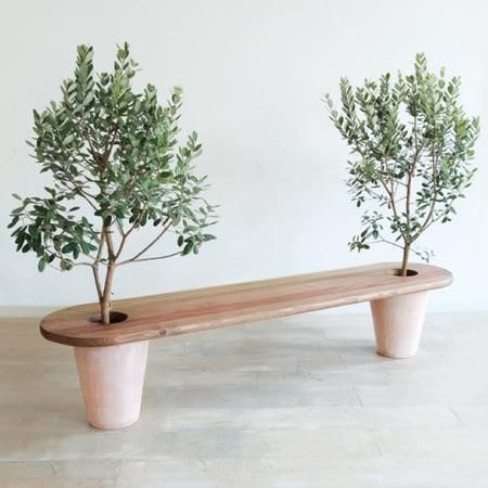 Planter Bench, Diy Bench Outdoor, Green Furniture, Have Inspiration, Potted Trees, Garage Shop, Wooden Bench, Garden Bench, Outdoor Bench