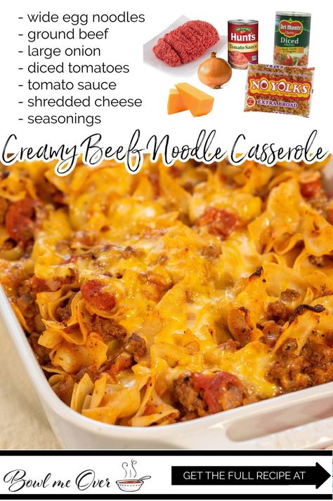 Hamburger Noodle Casserole, Hamburger Casseroles, Crockpot Ground Beef, Beef Noodle Casserole, Healthy Ground Beef Recipes, Inexpensive Dinner Recipes, Easy Beef Stew Recipe, Easy Casserole Dishes, Oven Meals