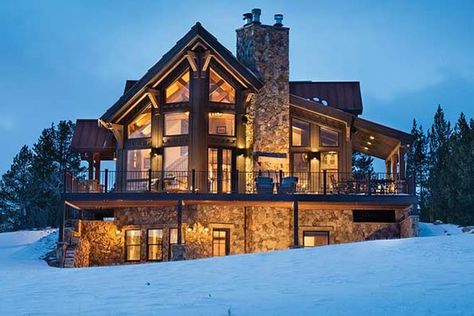 Photo Gallery - PrecisionCraft Log Homes | Timber Homes Stone A Frame House, Large Log Cabin, Log Cabin Mansions, Lodge House Plans, Modern Log Home, Timber Frame Home Plans, Mountain Style Homes, Wooden Homes, Log Homes Exterior