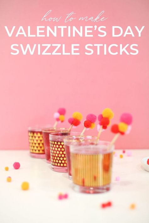 Here's a quick and easy, five-minute DIY for your Valentine's Day! Make some simple and festive drink stirrers to add to your cocktails. This easy craft tutorial is fun to make together with friends. Diy Drink Stirrers, Diy Drinks, Festive Drinks, Drink Stirrers, Swizzle Sticks, Craft Tutorial, Easy Craft, Valentine's Day Diy, Valentine Day Crafts