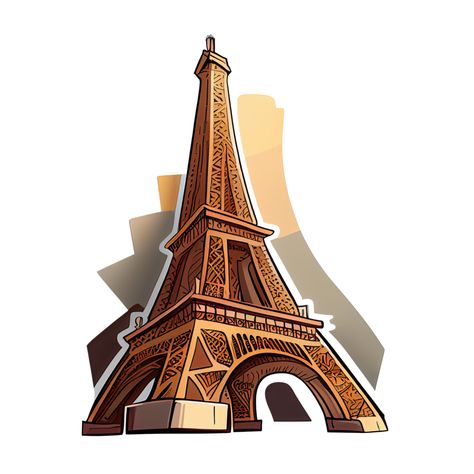 Cartoon sticker of The Eiffel Tower in Paris, France Cartoon Eiffel Tower, Eiffel Tower Cartoon, Paris Cartoon, Eiffel Tower Sticker, Paris Wallpaper Iphone, Evil Tower, Paris Png, Paris Stickers, Eiffel Tower Illustration