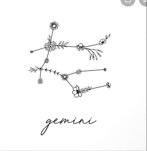 Constellation Flower Tattoo, Gemini Minimalist Tattoo, Gemini Tattoos, Sister Tattoo Ideas, Mama Tattoo, Gemini Constellation, Pop Up Card Templates, Sister Tattoo, Tattoo Templates