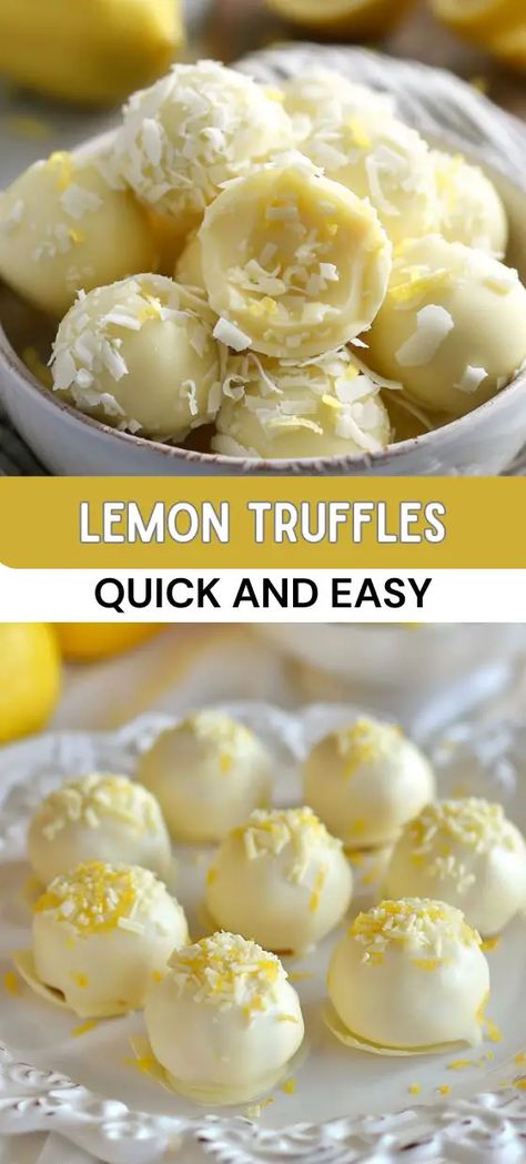 Lemon Truffles Lemon Fudge Recipe, Lemon Ganache, Lemon Truffle Recipe, Lemon Truffles, Chocolate Cobbler, Christmas Truffles, Lunch Appetizers, Refreshing Desserts, Truffle Recipe