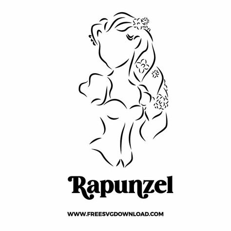 Rapunzel Svg Free, Disney Princess Svg Free, Disney Silhouettes Svg, Rapunzel Silhouette, Princess Outline, Rapunzel Svg, Disney Princess Outline, Rapunzel Tattoo, Disney Sublimation