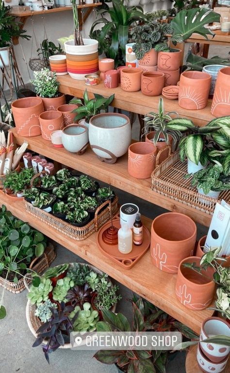 Garden Center Displays, Flower Shop Interiors, Victorian Greenhouses, Flower Shop Design, Greenhouse Plans, Coffee Plant, Flower Store, Garden Nursery, Ceramic Shop