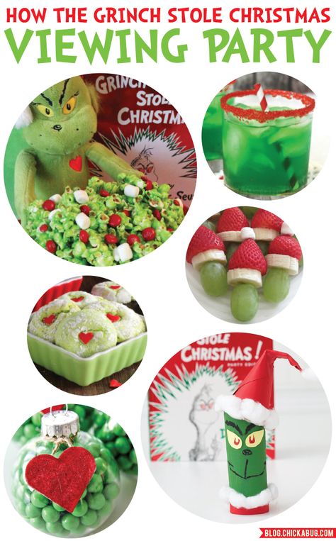 "How The Grinch Stole Christmas" Viewing Party Ideas: Cute food and crafts for a fun and easy family movie night Grinch Stole Christmas Party, Viewing Party Ideas, Grinch Food, Grinch Night, Grinchmas Party, Grinch Movie, Grinch Crafts, Der Grinch, The Grinch Movie