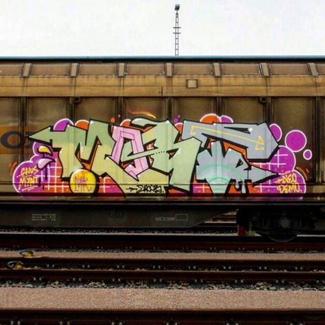 MOST JBCB CREW @thatsallmost _______________________ #madstylers #graffiti #graff #style #stylewriting #fr8 #sprayart #graffitiart Train Graffiti, Train Cars, Graffiti Writing, Graffiti Artwork, Graffiti Tagging, Graffiti Alphabet, Train Art, Graffiti Murals, Street Graffiti