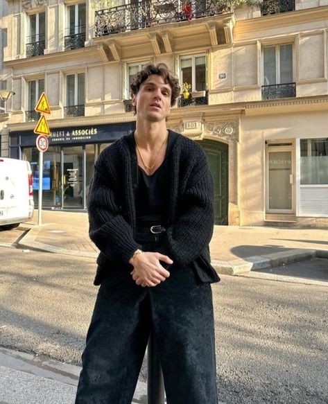 jimy_09 / mytheresa men outfit Black Cardigan Outfit Men, Cardigan Outfit Men, Black Cardigan Outfit, Streetwear Ideas, Classy Outfits Men, Cardigan Outfit, Autumn Fits, Mens Fashion Inspiration, Winter Outfits Men