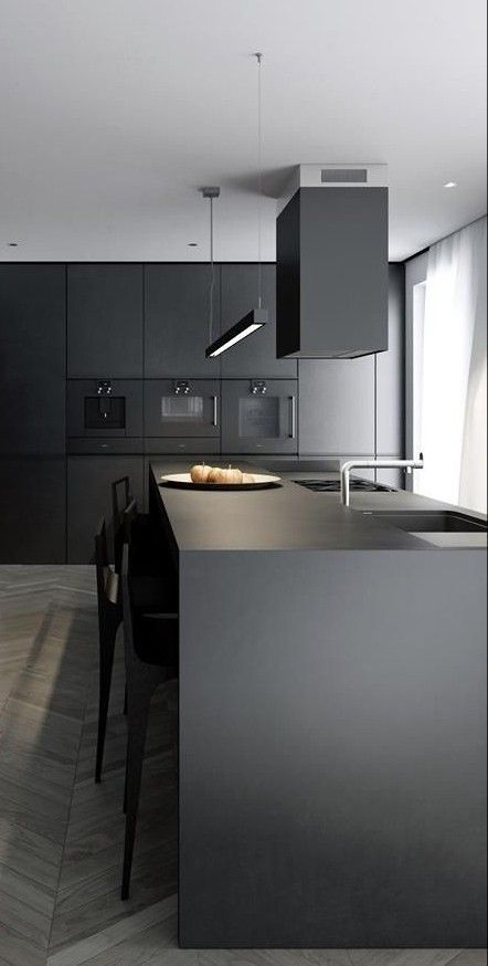 Black Minimalist Kitchen, Kitchen Ikea, Interior Dapur, Decor Ikea, Kitchen Views, Interior Modern, Minimalism Interior, Luxury Kitchens, Hus Inspiration