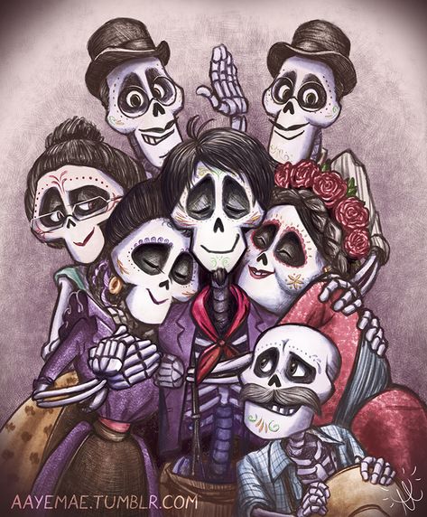 aayemae: “ Nunca olvides cuánto te ama tu familia. ❤️ ” Coco Drawing, Hector Rivera, Disney Canvas Paintings, Disney Movie Art, Pixar Coco, Skull Girl Tattoo, Kawaii Disney, Cute Disney Drawings, Disney Art Drawings