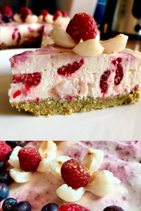 Dessert Tarts Mini, Lychee Recipes, Coconut Pie Recipe, Raspberry Pistachio, Raspberry Cake Recipes, Pistachio Cheesecake, Coconut Cake Recipe, Coconut Pie, Tart Dessert